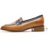 imageMona flying Womens Top Leather Square Toe Penny Loafer Dress Casual Slip on Flat Office Work Shoes for LadiesBrowncoffee