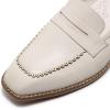 imageMona flying Womens Top Leather Square Toe Penny Loafer Dress Casual Slip on Flat Office Work Shoes for LadiesOffwhite