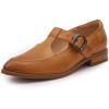imageMona flying Womens Leather Pointed Toe Mary Jane Loafer Dress Casual Flat T Strap Office Work Shoes for LadiesBrown