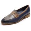 imageMona flying Womens Top Leather Square Toe Penny Loafer Dress Casual Slip on Flat Office Work Shoes for LadiesBluegrey