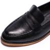 imageMona flying Womens Classy Leather Penny Loafer Dress Casual Slip on Flat Office Work Shoes for LadiesBlack