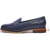 imageMona flying Womens Classy Leather Penny Loafer Dress Casual Slip on Flat Office Work Shoes for LadiesBlue