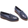 imageMona flying Womens Classy Leather Penny Loafer Dress Casual Slip on Flat Office Work Shoes for LadiesBlue