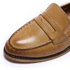 imageMona flying Womens Classy Leather Penny Loafer Dress Casual Slip on Flat Office Work Shoes for LadiesBrown