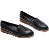 imageMona flying Womens Classy Leather Penny Loafer Dress Casual Slip on Flat Office Work Shoes for LadiesDark Black