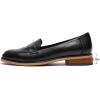 imageMona flying Womens Classy Leather Penny Loafer Dress Casual Slip on Flat Office Work Shoes for LadiesDark Black
