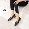 imageMona flying Womens Classy Leather Penny Loafer Dress Casual Slip on Flat Office Work Shoes for LadiesDark Black