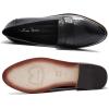 imageMona flying Womens Classy Leather Penny Loafer Dress Casual Slip on Flat Office Work Shoes for LadiesDark Black