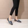 imageMona flying Womens Classy Leather Penny Loafer Dress Casual Slip on Flat Office Work Shoes for LadiesNavy Blue