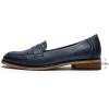 imageMona flying Womens Classy Leather Penny Loafer Dress Casual Slip on Flat Office Work Shoes for LadiesNavy Blue