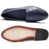 imageMona flying Womens Classy Leather Penny Loafer Dress Casual Slip on Flat Office Work Shoes for LadiesNavy Blue