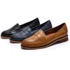 imageMona flying Womens Classy Leather Penny Loafer Dress Casual Slip on Flat Office Work Shoes for LadiesTan