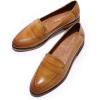 imageMona flying Womens Classy Leather Penny Loafer Dress Casual Slip on Flat Office Work Shoes for LadiesTan