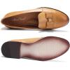 imageMona flying Womens Leather Bow Penny Loafer Business Casual Slip on Flat Office Work Shoes for LadiesBrown