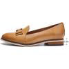 imageMona flying Womens Leather Bow Penny Loafer Business Casual Slip on Flat Office Work Shoes for LadiesBrown