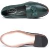 imageMona flying Womens Leather Bow Penny Loafer Business Casual Slip on Flat Office Work Shoes for LadiesDark Green