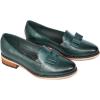 imageMona flying Womens Leather Bow Penny Loafer Business Casual Slip on Flat Office Work Shoes for LadiesDark Green