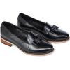 imageMona flying Womens Leather Bow Penny Loafer Business Casual Slip on Flat Office Work Shoes for LadiesInk Black
