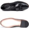 imageMona flying Womens Leather Bow Penny Loafer Business Casual Slip on Flat Office Work Shoes for LadiesInk Black