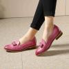 imageMona flying Womens Leather Bow Penny Loafer Business Casual Slip on Flat Office Work Shoes for LadiesPink