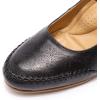 imageMona flying Womens Leather Closed Toe Mary Jane Wedge Pumps Round Toe Mid Heel Dress Shoes for Women LadiesBlack