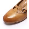 imageMona flying Womens Leather Closed Toe Mary Jane Wedge Pumps Round Toe Mid Heel Dress Shoes for Women LadiesBrown
