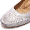 imageMona flying Womens Leather Closed Toe Mary Jane Wedge Pumps Round Toe Mid Heel Dress Shoes for Women LadiesLight Grey