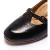 imageMona flying Womens Leather Closed Toe Mary Jane Wedge Pumps Round Toe Mid Heel Dress Shoes for Women LadiesPureblack