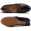 imageMona flying Womens Leather Closed Toe Mary Jane Wedge Pumps Round Toe Mid Heel Dress Shoes for Women LadiesPureblack