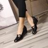 imageMona flying Womens Leather Closed Toe Mary Jane Wedge Pumps Round Toe Mid Heel Dress Shoes for Women LadiesPureblack