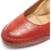 imageMona flying Womens Leather Closed Toe Mary Jane Wedge Pumps Round Toe Mid Heel Dress Shoes for Women LadiesRed