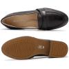 imageMona flying Womens Leather Dress Penny Loafers Slip On Flats Office Ladies Casual ShoesBlack