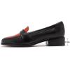 imageMona flying Womens Leather Dress Penny Loafers Slip On Flats Office Ladies Casual ShoesBlackred