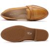 imageMona flying Womens Leather Dress Penny Loafers Slip On Flats Office Ladies Casual ShoesBrown