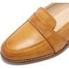 imageMona flying Womens Leather Dress Penny Loafers Slip On Flats Office Ladies Casual ShoesBrown