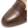 imageMona flying Womens Leather Dress Penny Loafers Slip On Flats Office Ladies Casual ShoesCoffee