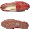 imageMona flying Womens Leather Dress Penny Loafers Slip On Flats Office Ladies Casual ShoesDark Red