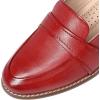 imageMona flying Womens Leather Dress Penny Loafers Slip On Flats Office Ladies Casual ShoesDark Red