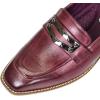 imageMona flying Womens Leather Square Toe Penny Loafer Dress Casual Slip on Flat Office Work Shoes for LadiesAubergine