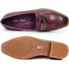imageMona flying Womens Leather Square Toe Penny Loafer Dress Casual Slip on Flat Office Work Shoes for LadiesAubergine