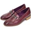 imageMona flying Womens Leather Square Toe Penny Loafer Dress Casual Slip on Flat Office Work Shoes for LadiesAubergine