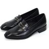 imageMona flying Womens Leather Square Toe Penny Loafer Dress Casual Slip on Flat Office Work Shoes for LadiesBlack