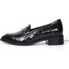 imageMona flying Womens Leather Square Toe Penny Loafer Dress Casual Slip on Flat Office Work Shoes for LadiesBlackening