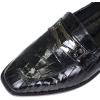 imageMona flying Womens Leather Square Toe Penny Loafer Dress Casual Slip on Flat Office Work Shoes for LadiesBlackening