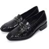 imageMona flying Womens Leather Square Toe Penny Loafer Dress Casual Slip on Flat Office Work Shoes for LadiesBlackening