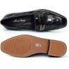imageMona flying Womens Leather Square Toe Penny Loafer Dress Casual Slip on Flat Office Work Shoes for LadiesBlackening