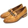 imageMona flying Womens Leather Square Toe Penny Loafer Dress Casual Slip on Flat Office Work Shoes for LadiesBrown