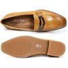 imageMona flying Womens Leather Square Toe Penny Loafer Dress Casual Slip on Flat Office Work Shoes for LadiesBrown