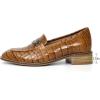 imageMona flying Womens Leather Square Toe Penny Loafer Dress Casual Slip on Flat Office Work Shoes for LadiesNut Brown