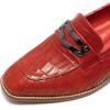 imageMona flying Womens Leather Square Toe Penny Loafer Dress Casual Slip on Flat Office Work Shoes for LadiesRed